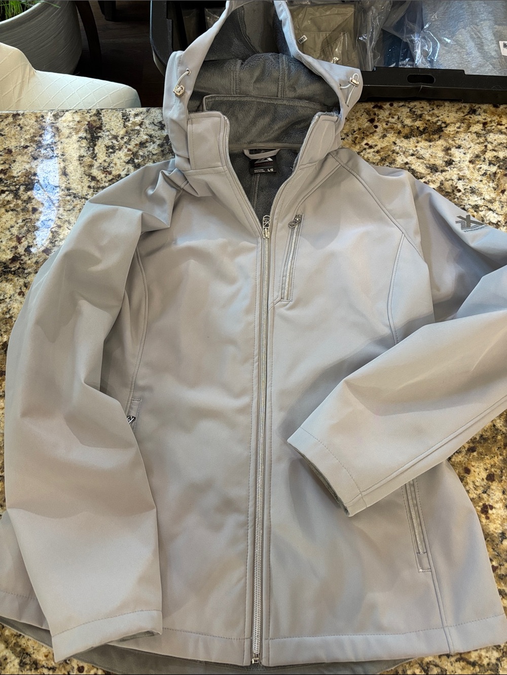 Women’s Light Gray Hooded Softshell Jacket -zeroxposur